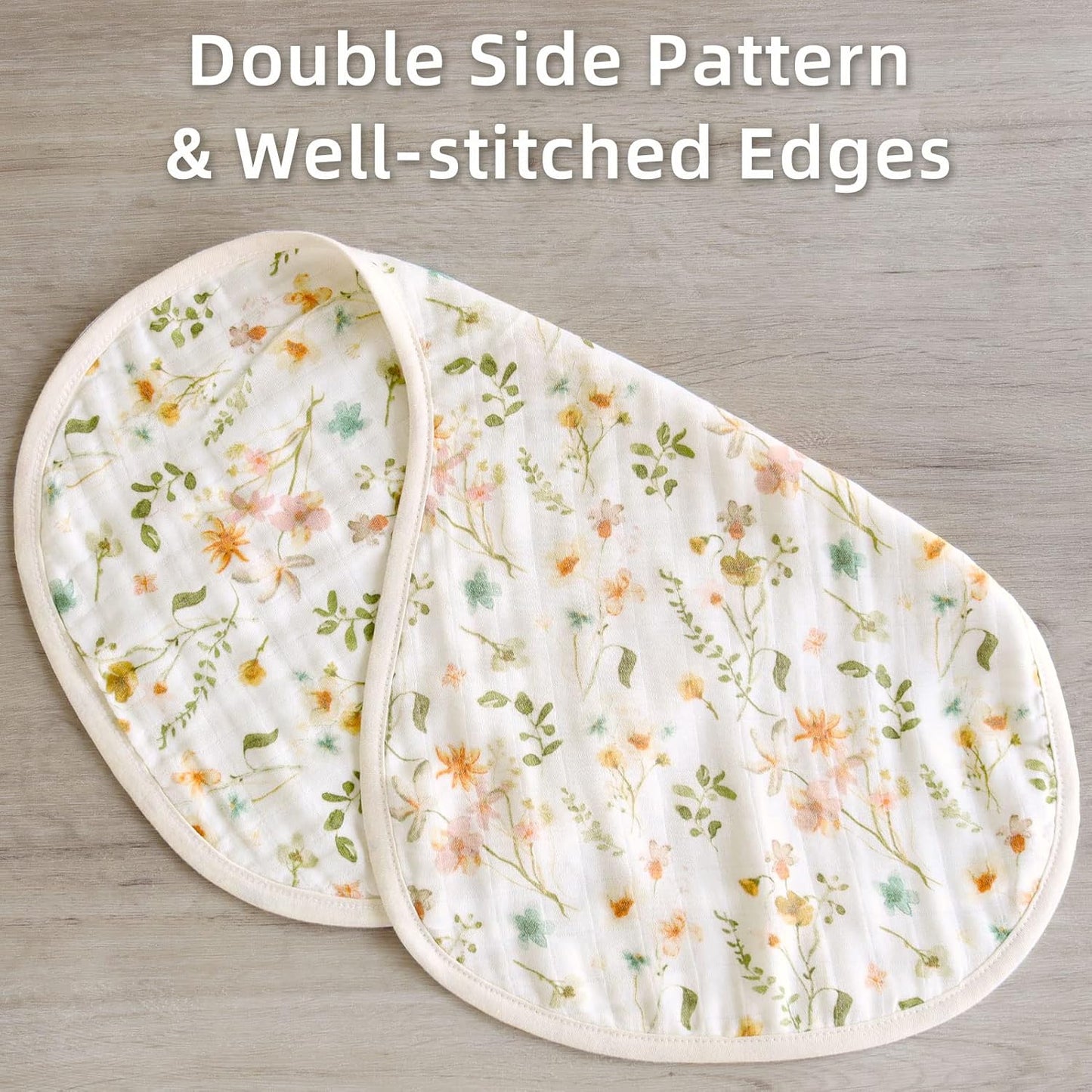 LifeTree Muslin Baby Burp Cloths - Soft 2 Pack Viscose Bamboo Cotton Large 22'' by 10'' Absorbent Milk Spit Up Rags - Burping Cloths for Newborn, Girls Boy (Floral & Checkerboard)