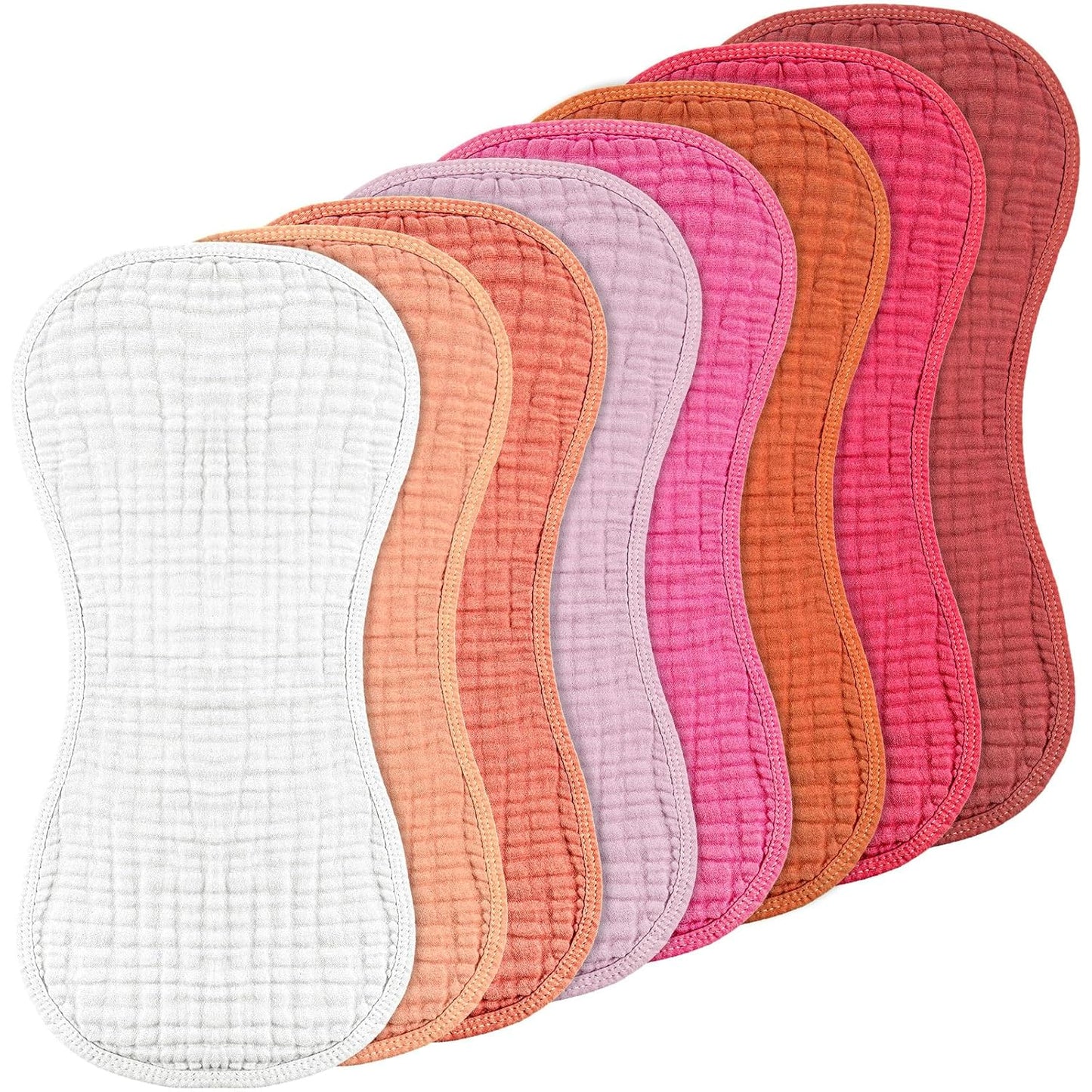 Frienda 8 Pieces Muslin Burp Cloths for Baby Cotton Burp Cloth 10 x 20 Inches Multi Colors Muslin Washcloths Diapers 4 Absorbent Layers Newborn Face Towels for Baby Boy Girl Unisex (Sweet Color)