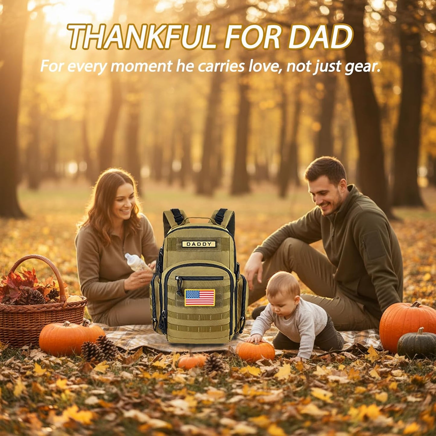 SHARKMOUTH Military Diaper Bag for Dad: Tactical Baby Backpack with Insulated Changing Pad for Outdoor Dads - MOLLE Webbing & 900D Polyester for Camping Hiking Travel