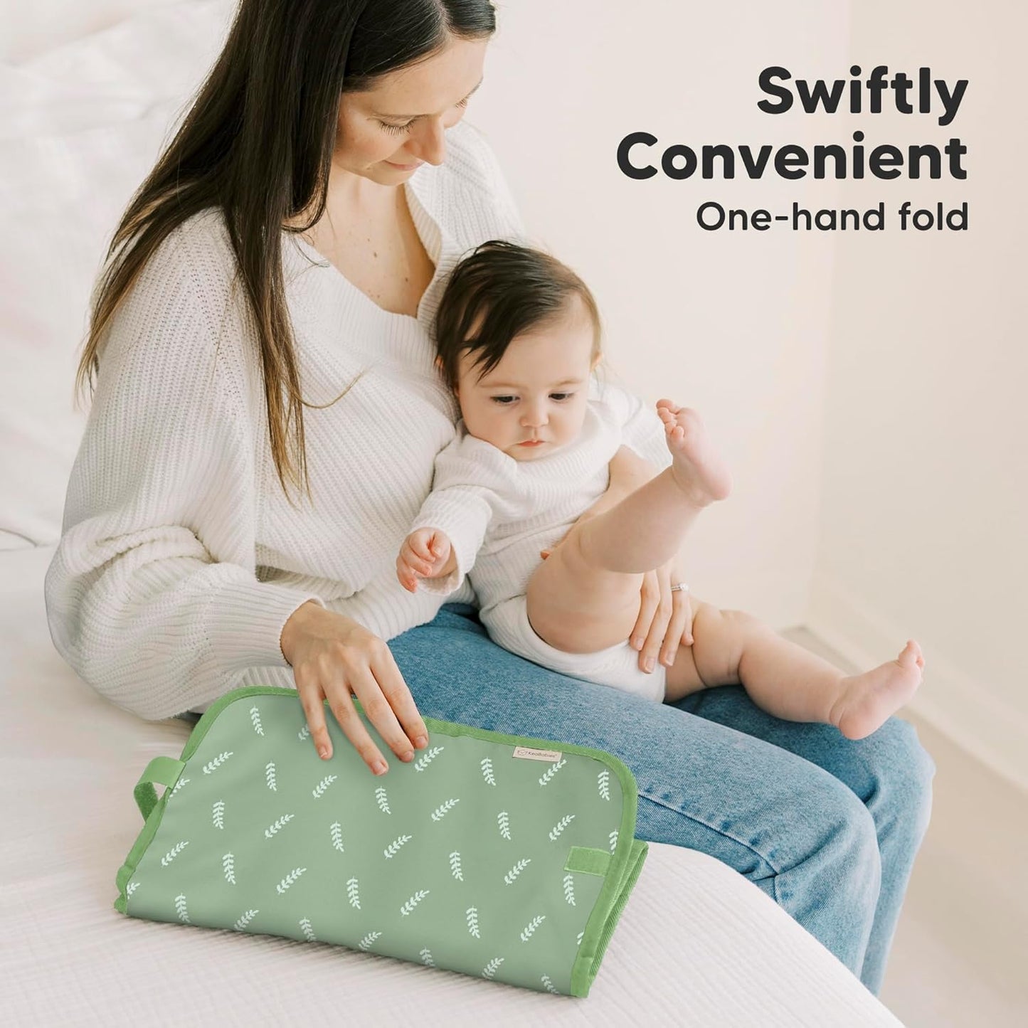 KeaBabies Portable Diaper Changing Pad, Easy Wipe Clean - Foldable Waterproof Baby Changing Mat for Diaper Bag, Compact, Lightweight, 25x13 Newborn, Infant, Baby Changer Travel Essential (Acacia)