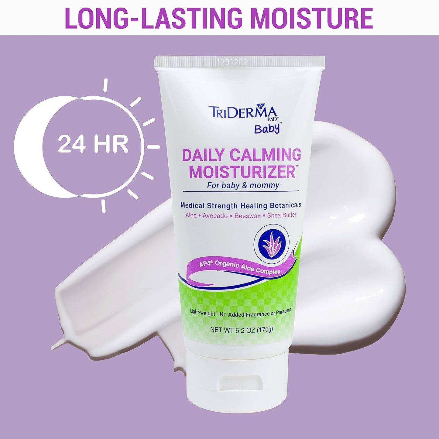 TriDerma Daily Calming Baby Moisturizing Lotion for Baby's Sensitive Skin with Soothing AP4 Aloe Vera, Avocado & Vitamins B & E, Fragrance Free, 6.2 ounce