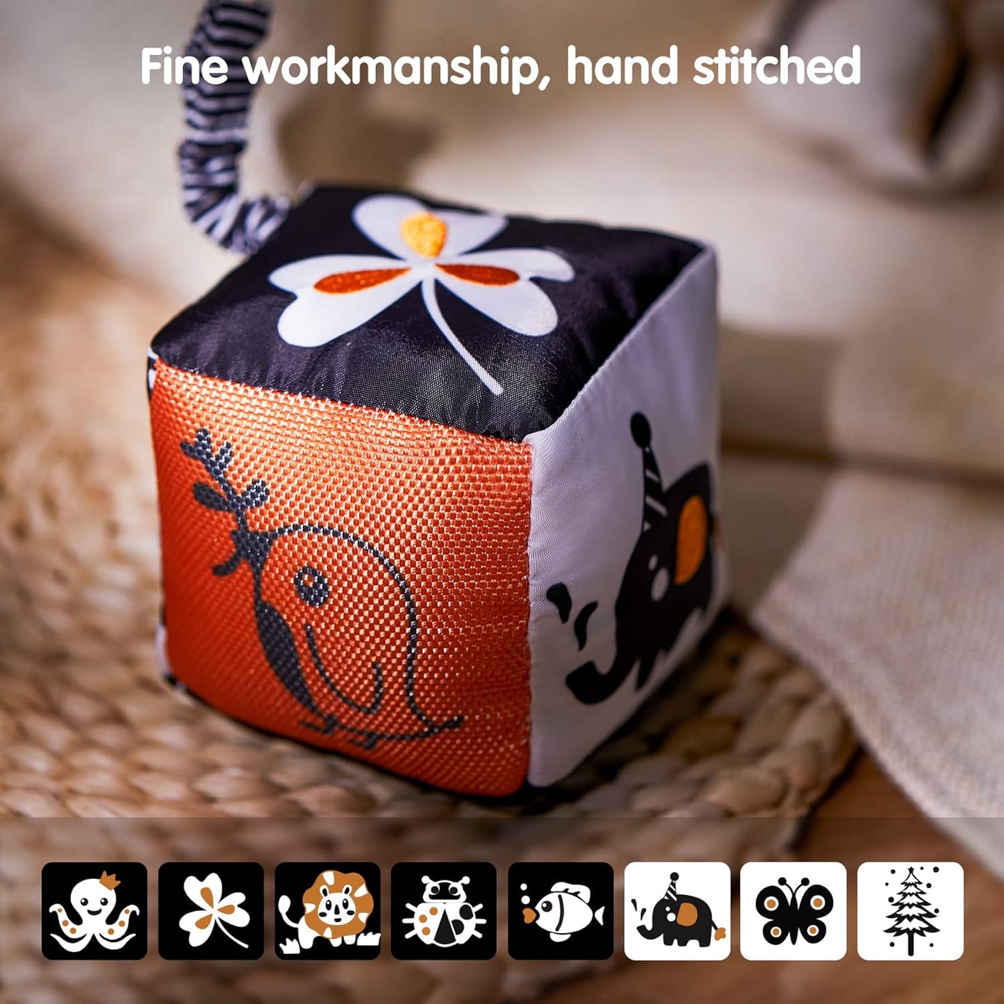 TUMAMA High Contrast Shapes Sets Baby Toys, Black and White Stroller Toy for Car Seat Baby Plush Rattles Rings Hanging Toy for 0 3 6 9 to 12 Months, Newborn,Toddlers,Infants (4 Packs)