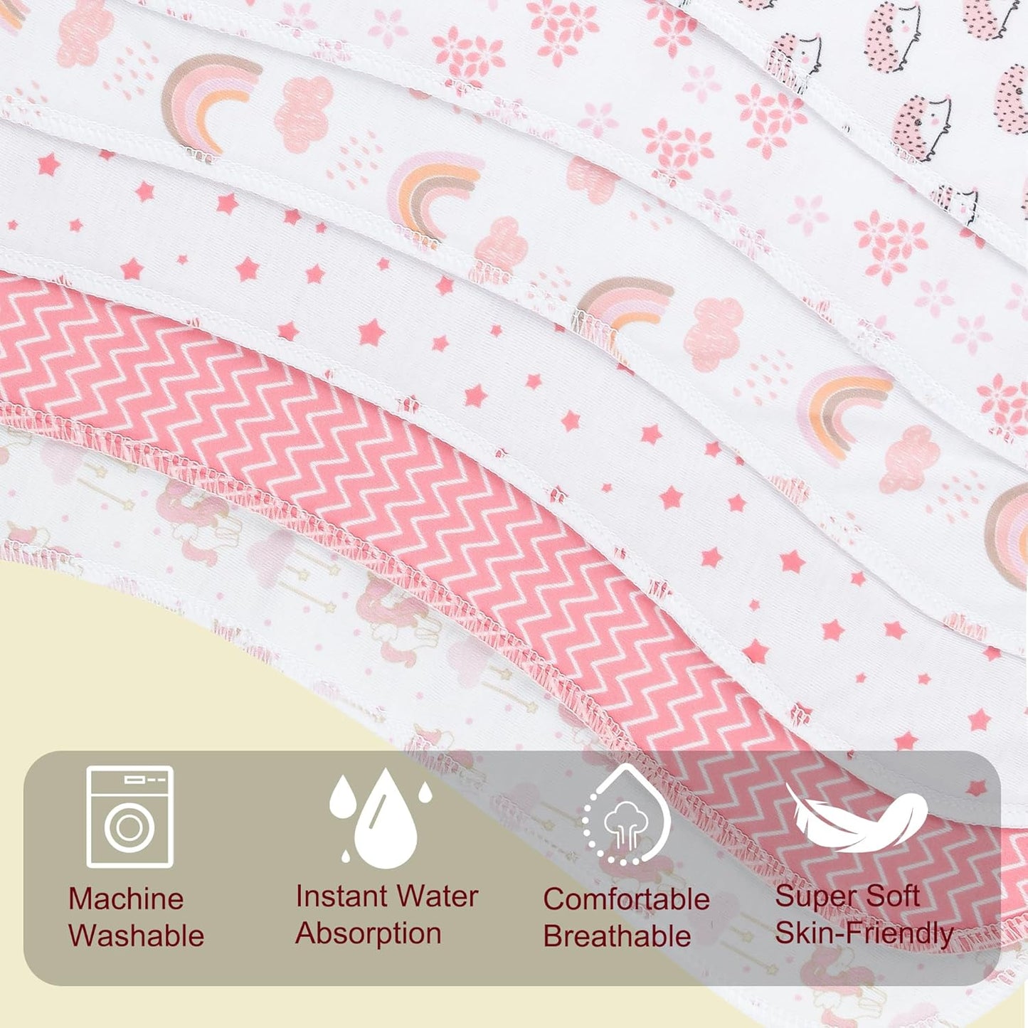 2-in-1 Burp Cloths and Baby Bibs - 6 Pack Large Super Absorbent Soft Cotton Burping Cloths for Spit Up, 3 Layers Thick Baby Burp Rags for Girls & Boys