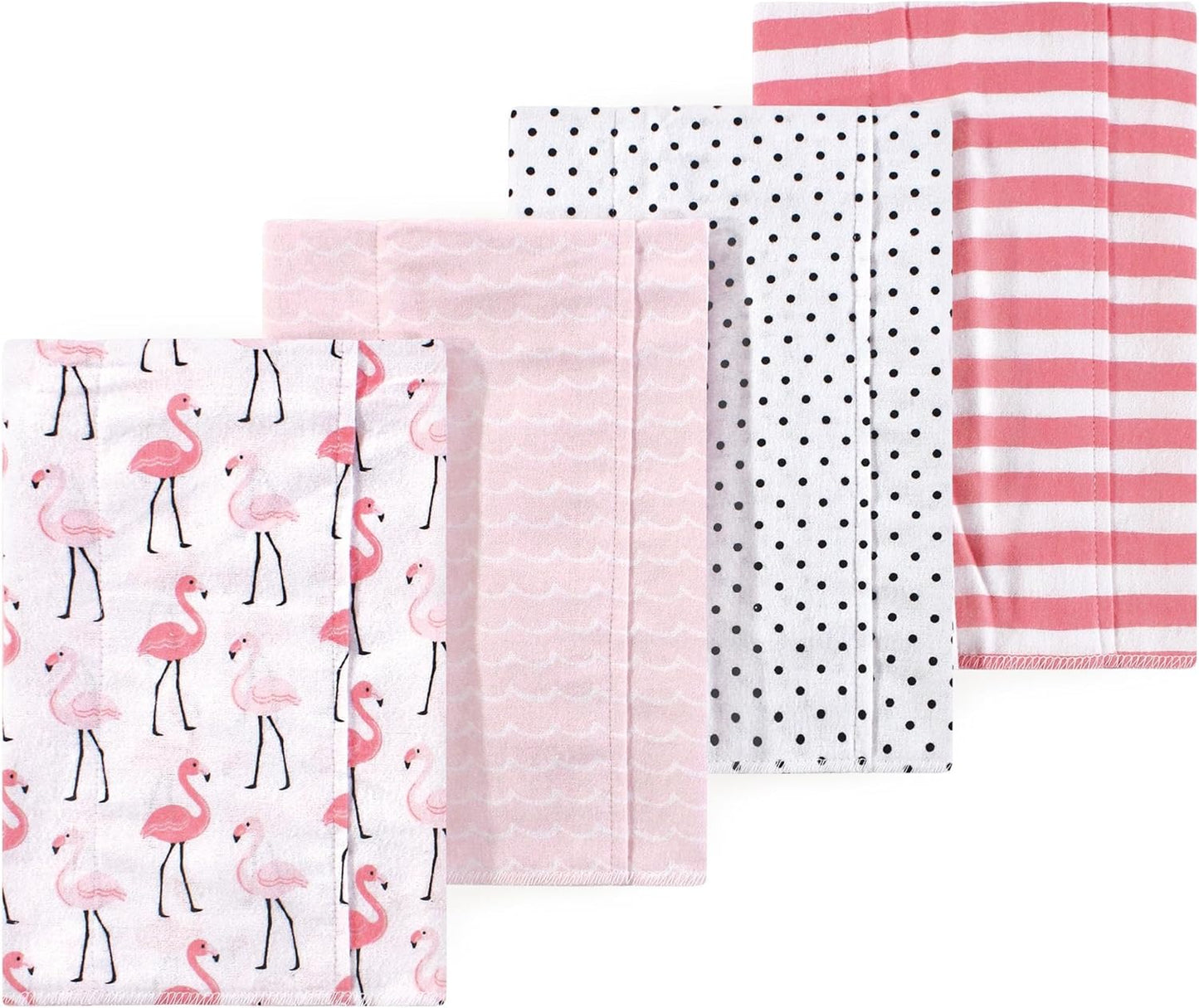 Luvable Friends Hudson Baby Flannel Burp Cloths 4pk, Pink Flamingo