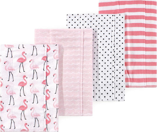 Luvable Friends Hudson Baby Flannel Burp Cloths 4pk, Pink Flamingo