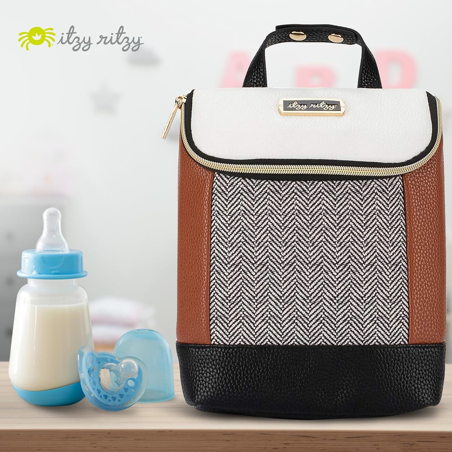 Itzy Ritzy Insulated Bottle Bag – Keeps Bottles Warm or Cool - Holds 3 Bottles & Features Interior Pocket For Ice Pack (Not Included), Coffee and Cream