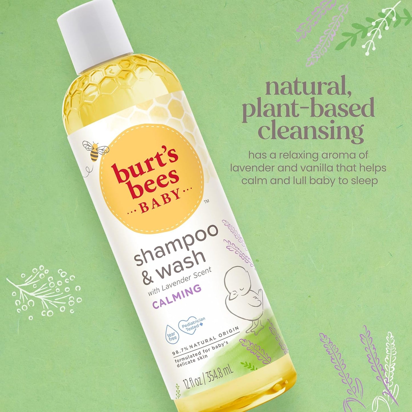 Burt's Bees Baby Shampoo & Wash, Lavender, Calming Tear Free Baby Soap,12 Fl Oz (Pack of 3)
