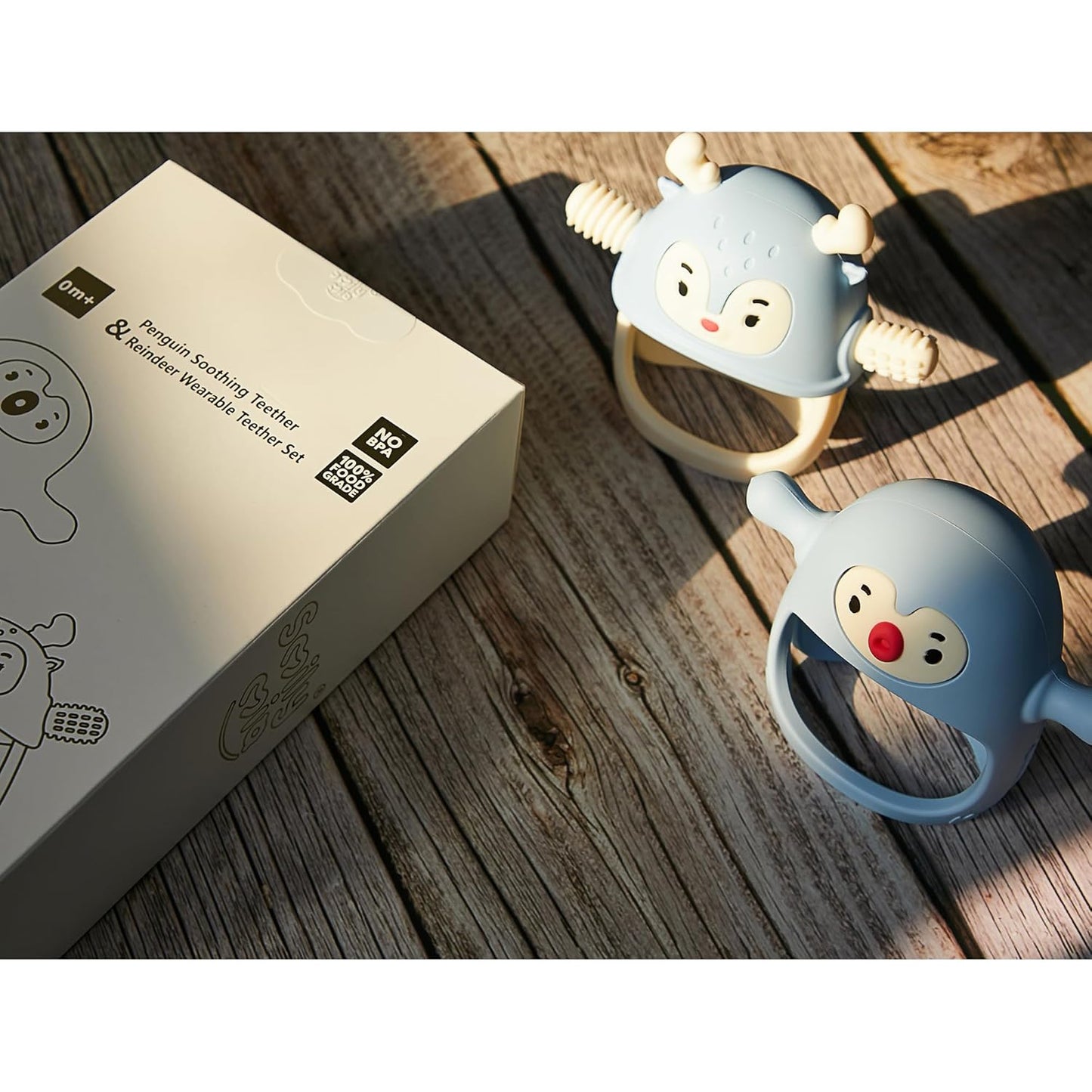 Smily Mia 2 Packs Baby Teething Toy for 0-6 6-12 Months, Food Grade Silicone Teething Mitten, Anti Dropping Wrist Hand Teethers Baby Chew Toys for Sucking&Chewing, BPA Free, Light Blue