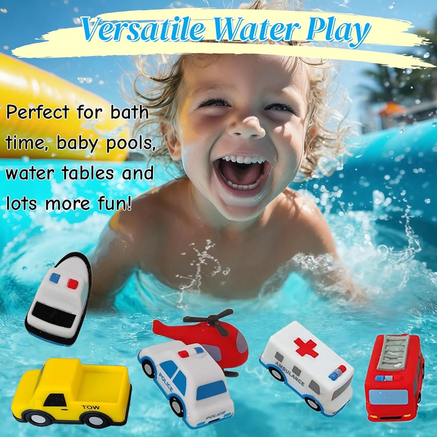 Silicone Bath Toys with No Holes |6pcs Mold Free Baby Bath Toys for Kids1-3 |Baby Bath Cars Set |Sealed Design Prevents Water Trapping |Soft, Squeezable & Floating Bathtub Toys For 2-4 Toddlers (cars)