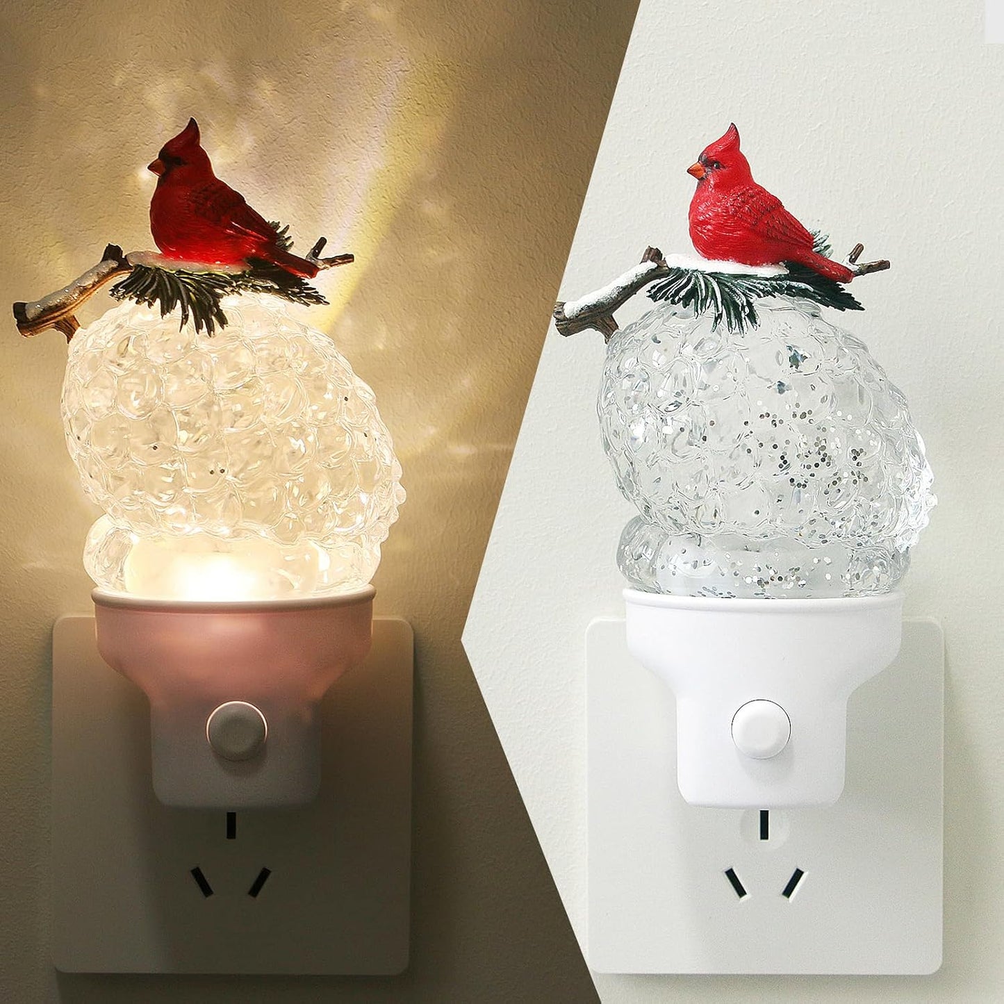 Christmas Night Light Plug into Wall Swirling Glitter USB Portable Christmas Decorative Night Light Decoration for Kids Adults Bedroom Kitchen Living Room Holiday Decor (Pinecone)