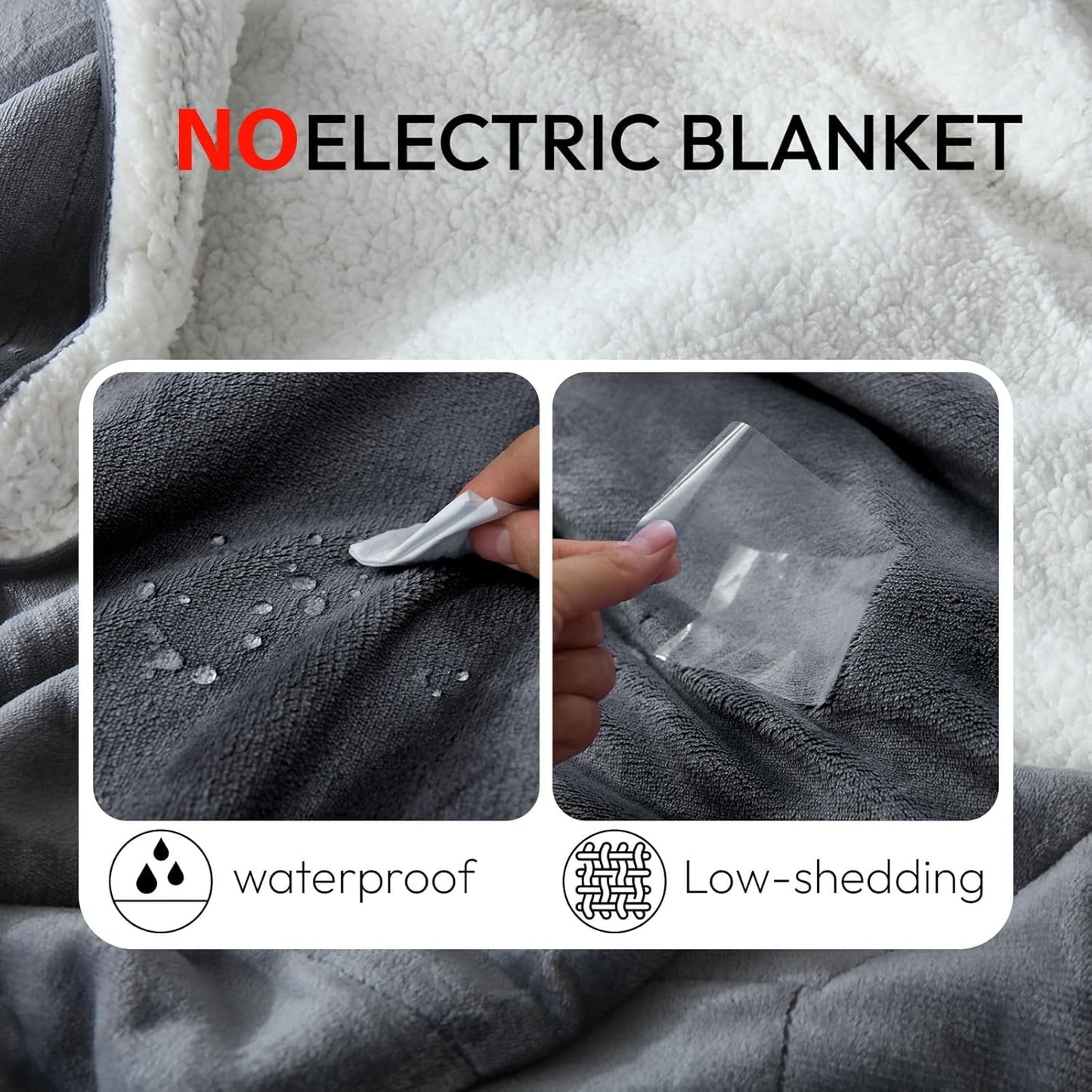 NANPIPER Sherpa Blanket Twin Warm Bed Blanket for Winter Cozy Soft Fuzzy Couch Throw Flannel Fleece/Wool Like Reversible Plush Blanket (Grey Twin Size 60"x80")