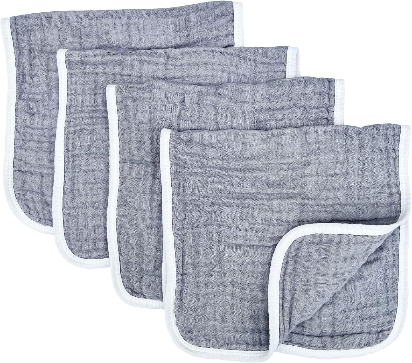 Muslin Burp Cloths Large 20 by 10 Inches 100% Cotton 6 Layers Extra Absorbent and Soft (Grey)
