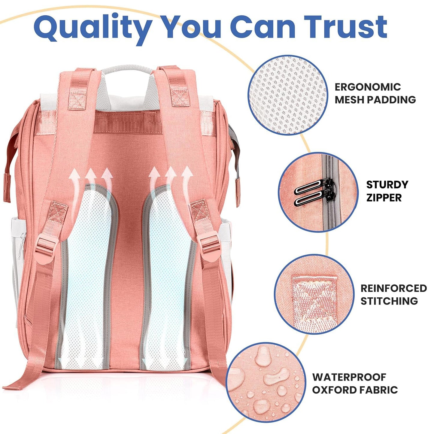 PILLANI Baby Diaper Bag Backpack - Large Bag for Boys & Girls, Waterproof Diaper Backpack - Travel Diaper Bags w/Changing Pad, Baby Registry Search & Shower Gifts - Essentials Must Haves Newborn Stuff