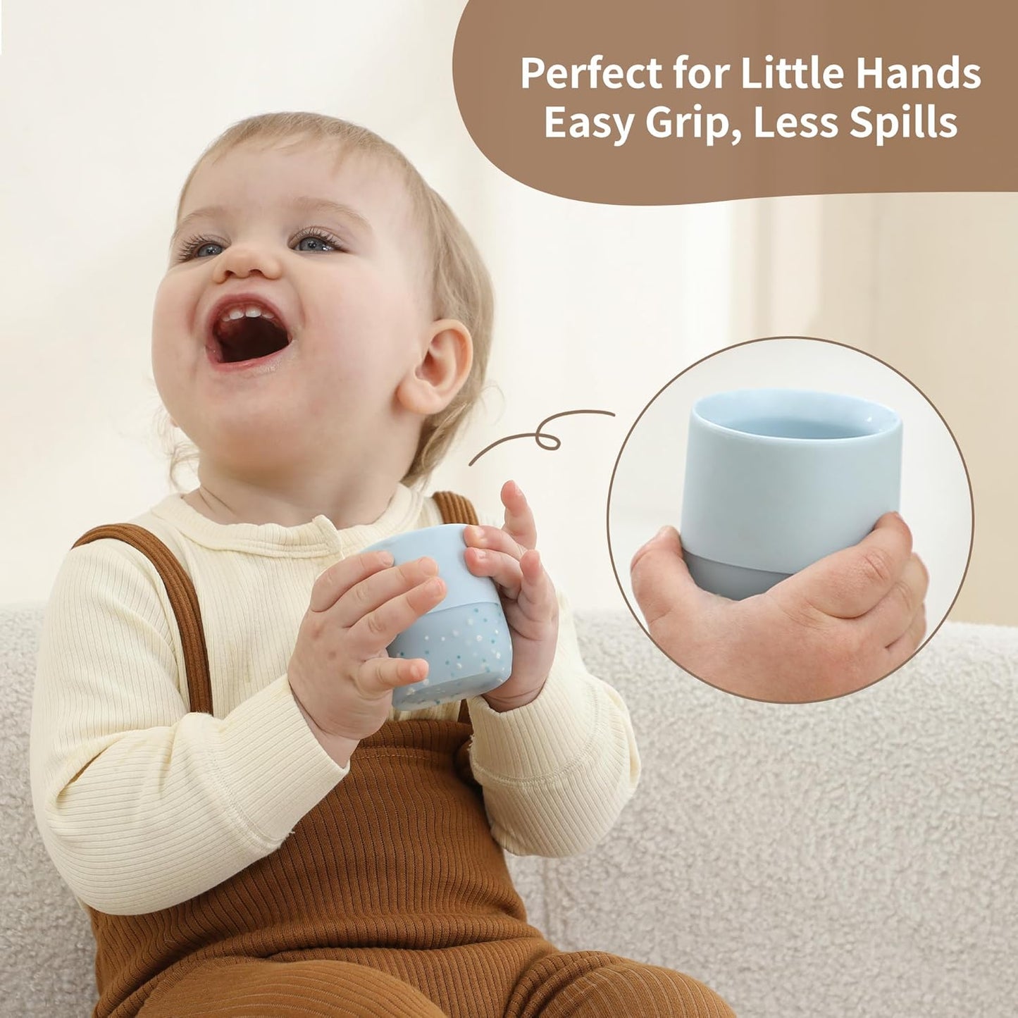 Moonkie Silicone Baby Cup 4 Months+ | Tiny Open Training Cup for Infants with Confetti Sprinkles | Baby-Led Weaning Essential | 2 oz (Soft Lilac, 1 Pack)