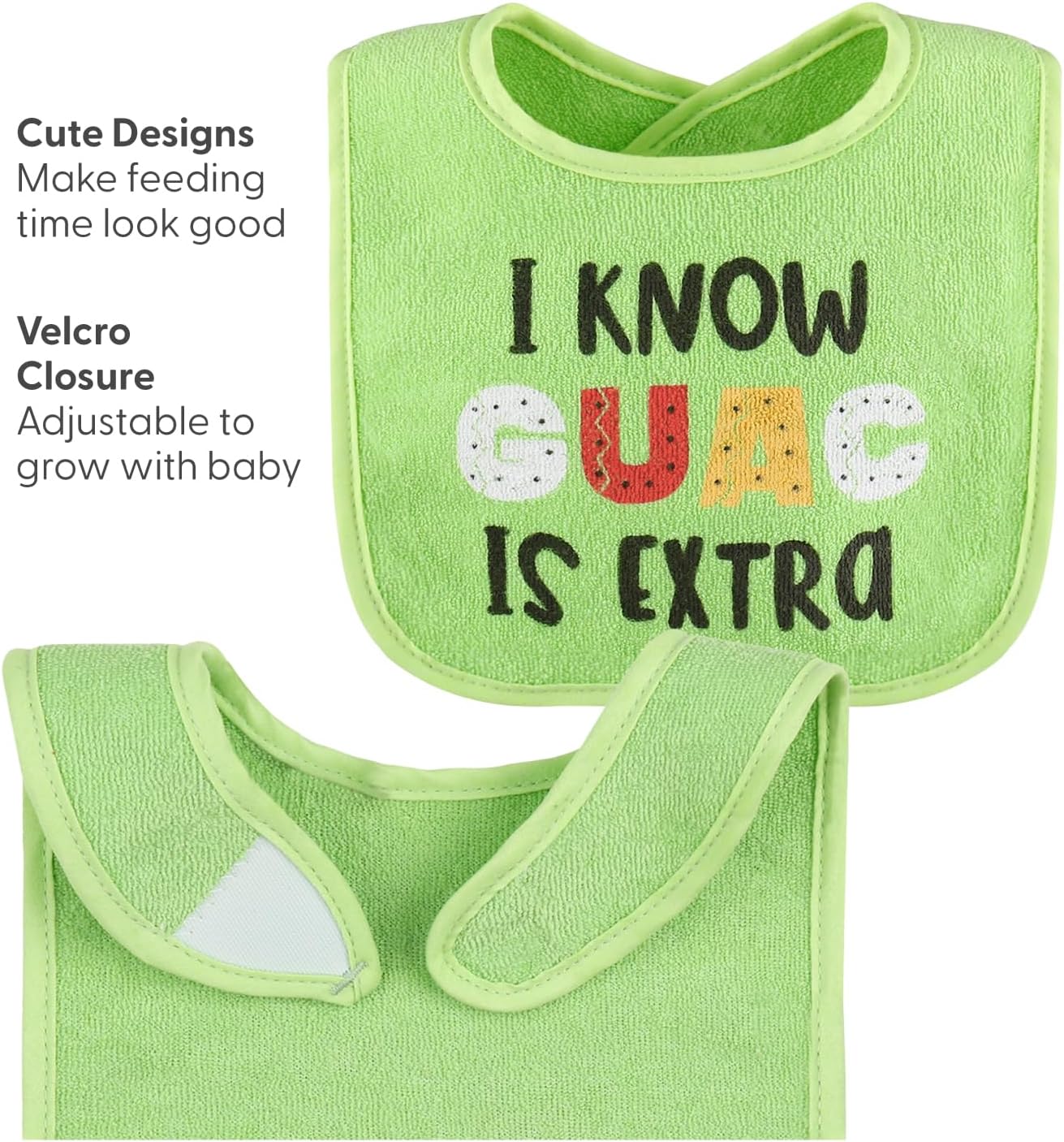 The Peanutshell Baby Boy or Girl Terry Bibs Set of 8-100% Cotton, Soft, Absorbent Baby Bibs, Unisex Toddler Boy or Girl Set, Newborn & Infant - Han-Gry