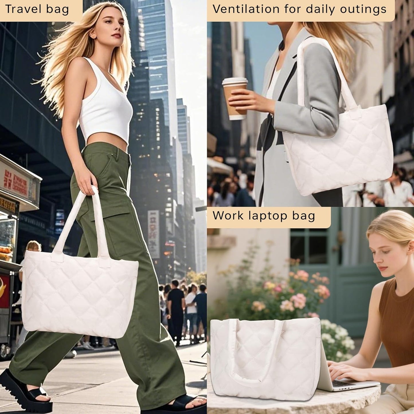 Diaper Bag Tote, Large Capacity Travel Diaper Baby Bags Crossbody Hospital Mom Bag，with Silicone Pacifier Case