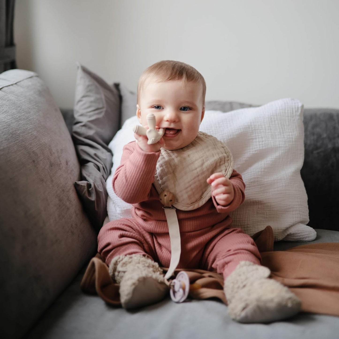 mushie Silicone Baby Teether Toy | Lamb Figurine Teether