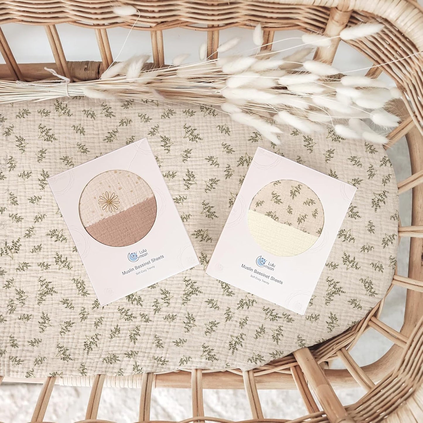 lulumoon Muslin Bassinet Sheets Baby: Cotton Bedside Sleeper Bassinet Sheets Fitted for Boys and Girls