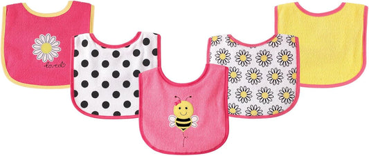 Luvable Friends Baby Cotton Terry Drooler Bibs with PEVA Back, Transportation, One Size