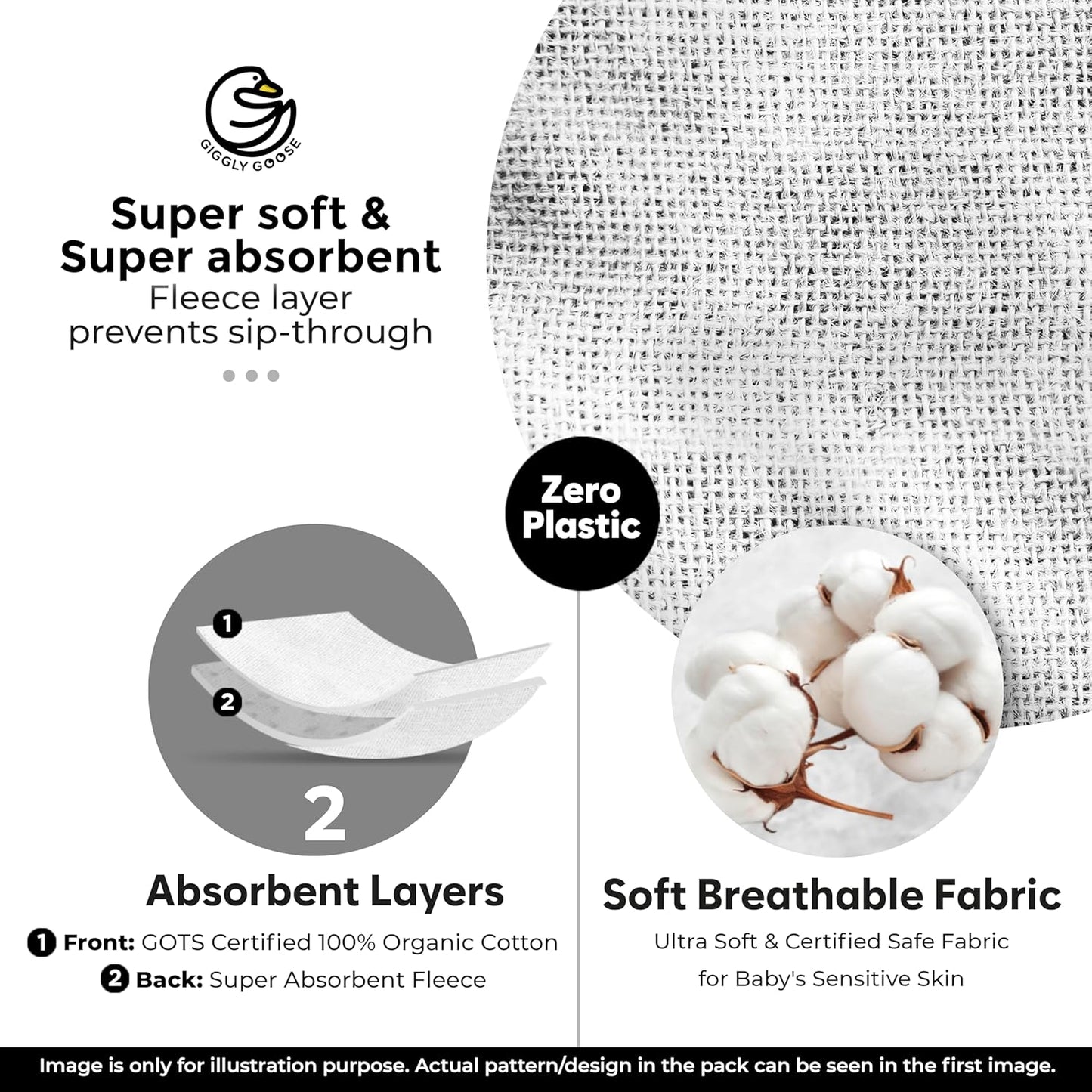 3 Pack Baby Bibs for Boys & Girls | Cotton, Absorbent Drooling & Teething Bib | Thick, Adjustable Snap-on