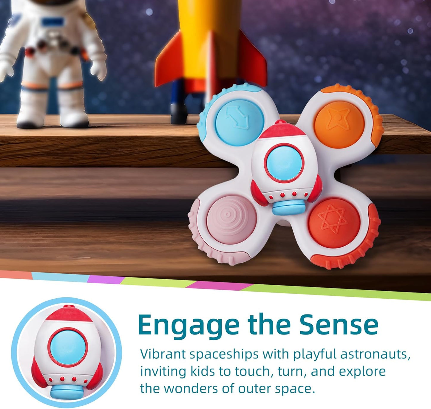 LiKee Strong Suction Cup Fidget Rotating Sensory Bath Toys for Baby, Airplane Car Travel Table & Window Toys for Toddler Boys and Girls, 12+ Months