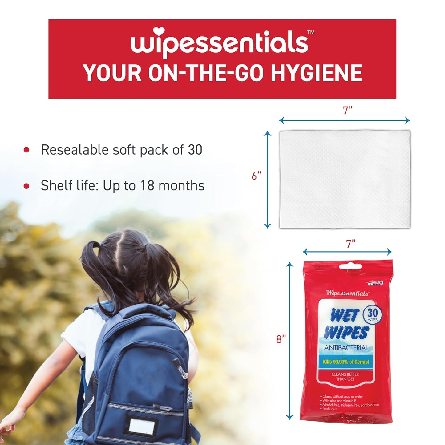 WipeEssentials Hand Sanitizer Hand Wipes for Adults and Kids - 90 wipes - 3 Packs of 30ct Hand Sanitizing Wipes, Travel Essentials