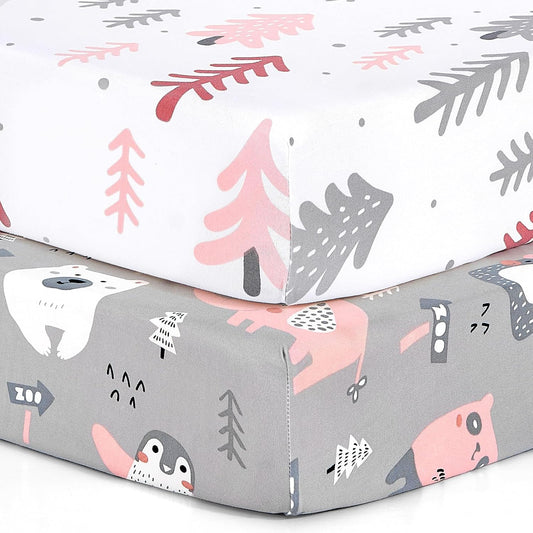 BROLEX Baby Fitted Crib Sheets: Kid Crib Sheets - Set of 2 for Toddler Standard Size Crib Mattress for Boys and Girls - Jersey Knit Crib Bed Sheets Jungle Animals