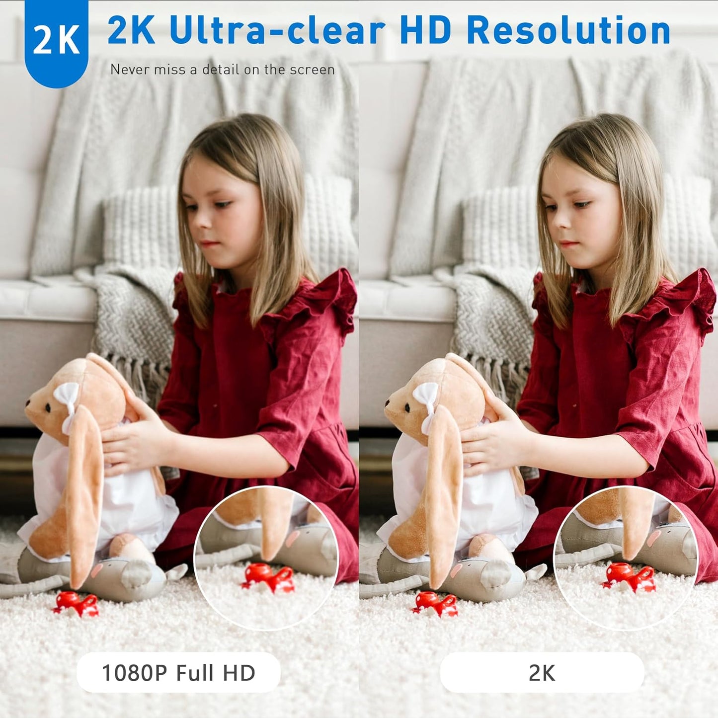 WiFi Security Camera 2K, Indoor Home Cameras for Dog/Pet/Elder/Baby Monitor, Upgraded Smart Siren with Phone App, Advanced Night Vision, SD/Cloud Storage, Alexa Compatible