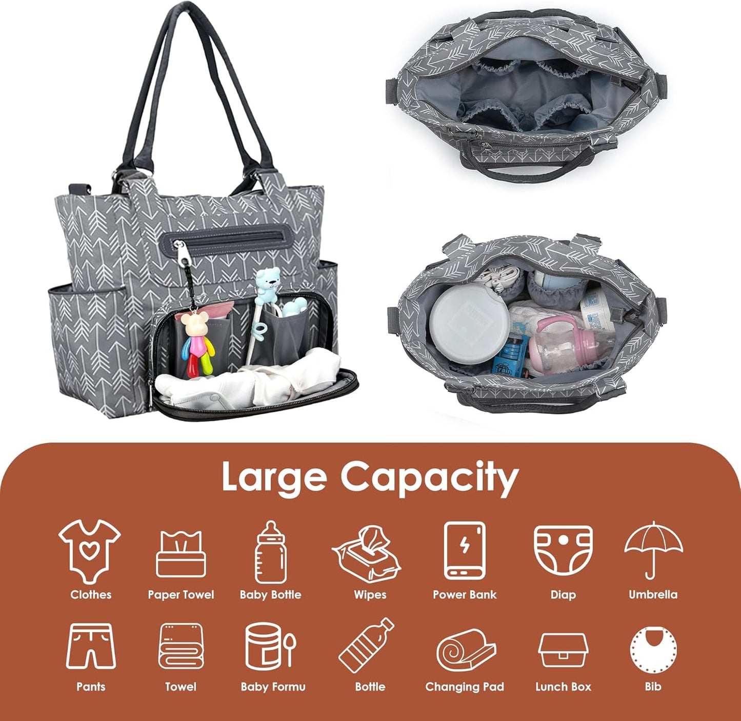 5PCS Baby Diaper Bag Set, Large Baby Doll Diaper Backpack