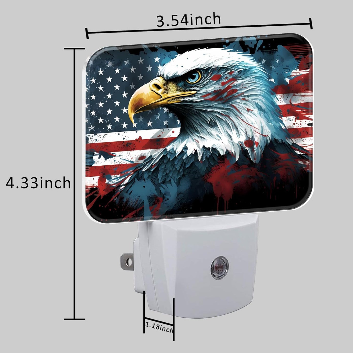 American Flag and Bald Eagle Night Light for Kids, USA Flag LED Night Light Plug into Wall with Dusk to Dawn Sensor for Girls Boys Women Men Bedroom, Hallway, Kitchen, Bathroom, Stairs Decor