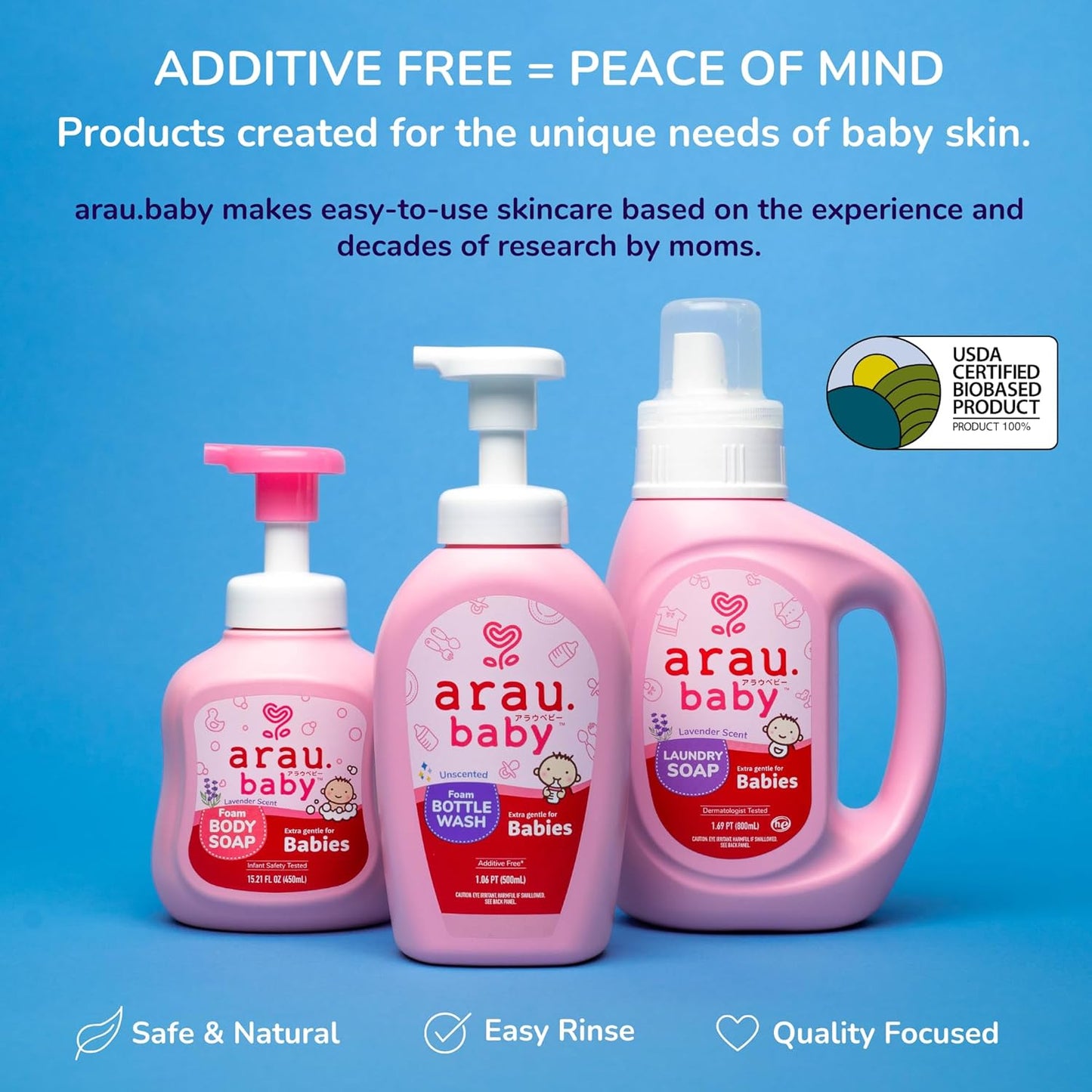 Arau Baby Foam Body Soap Refill, Lavendar Scent, Natural Plant Based Foaming Body Wash for Babies, Infants and Toddlers, Gentle on Sensitive Skin, No Artificial Fragrance or Additives, 15.21 Fl Oz