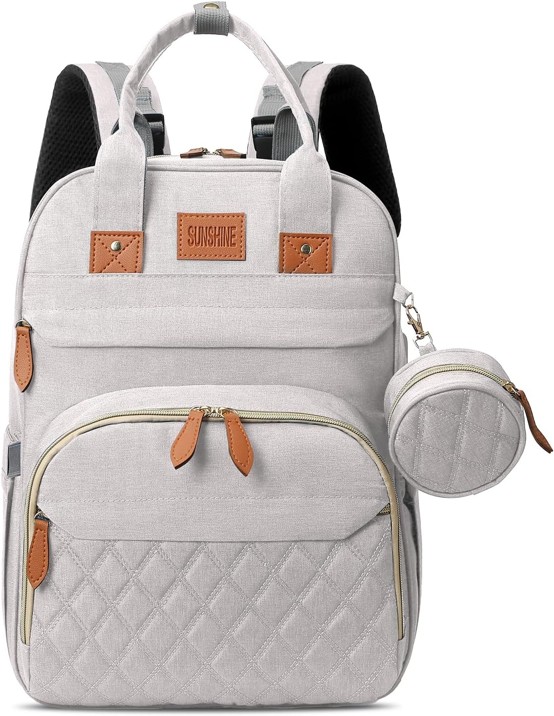Diaper Bag Backpack, Large Diaper Bag with Changing Station, New Mom Gifts, Lightweight Waterproof Unisex Diaper Bag with Insulated Pockets and USB Charging Port, Beige