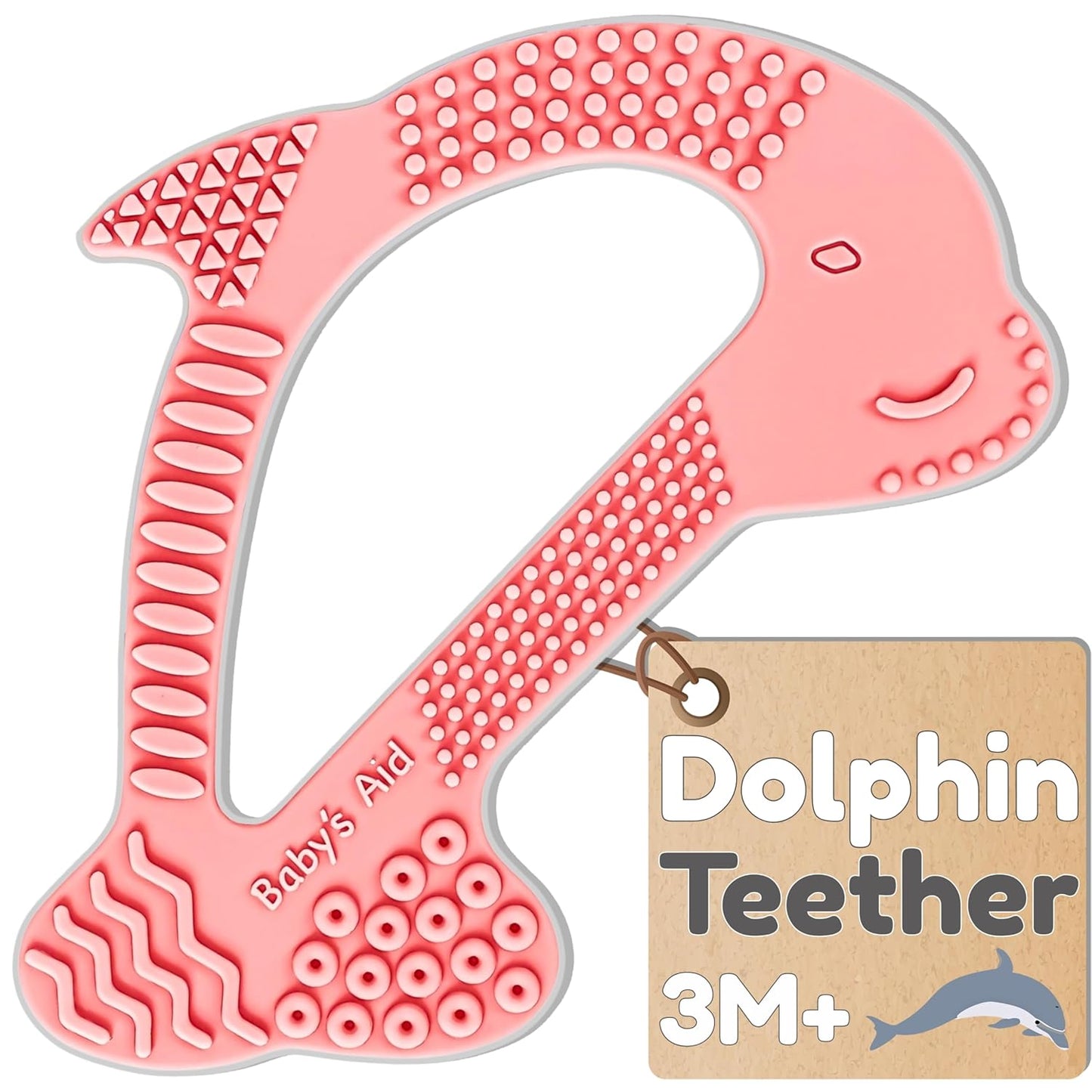 Baby Teething Toy, 8 Pain Relief Textures, Dolphin Silicone Teethers for Babies, Easy to Hold, Chew & Clean, BPA-Free Baby Teething Relief, Durable and Flexible Infant Chew Toys, 3M+ - Baby’s Aid