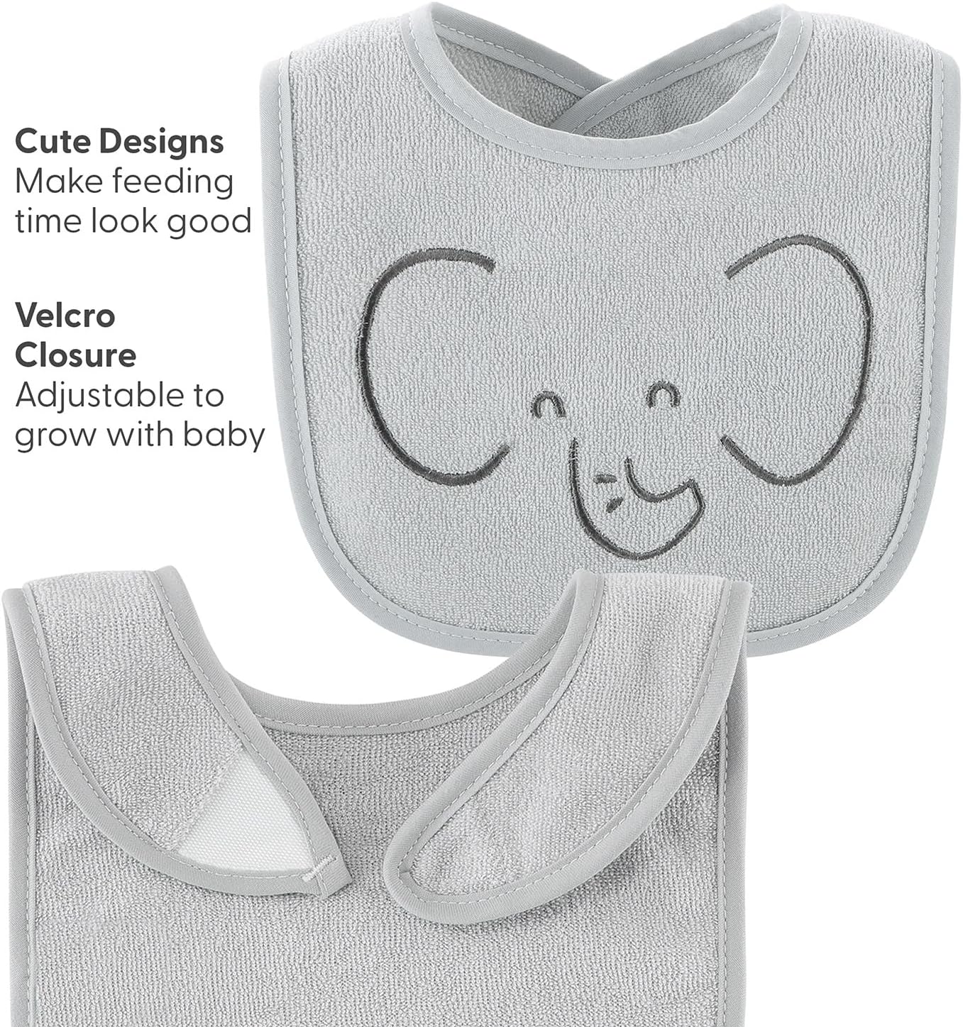 The Peanutshell Baby Boy or Girl Terry Bibs Set of 10-100% Cotton, Soft, Absorbent Baby Bibs for Boys and Girls, Unisex Toddler Baby Boy or Girl Bibs Set, Newborn & Infant Bib - Soft Neutral
