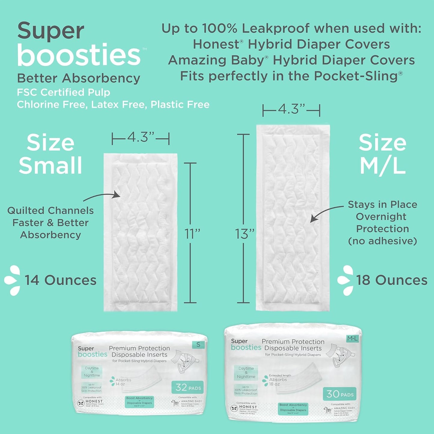 Honest Hybrid Cloth Diaper Covers with Pocket-Sling, Small (8-15 lbs), Stops Nighttime Leaks, Use with Boosties Disposable Diaper Pad or Reusable Insert, 3 Pack of Cotton Muslin Covers