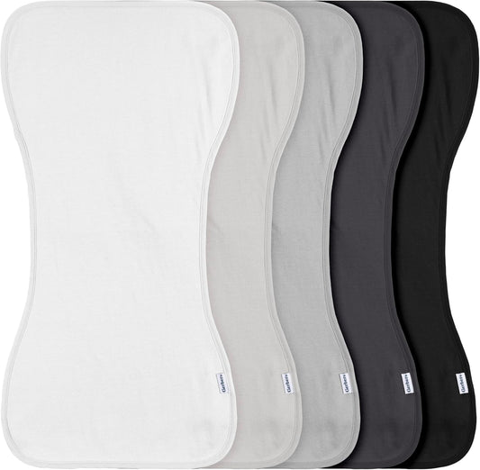 Gerber Baby Unisex Burp Cloths 5-Pack, White Black, Size 10.5" x 21"
