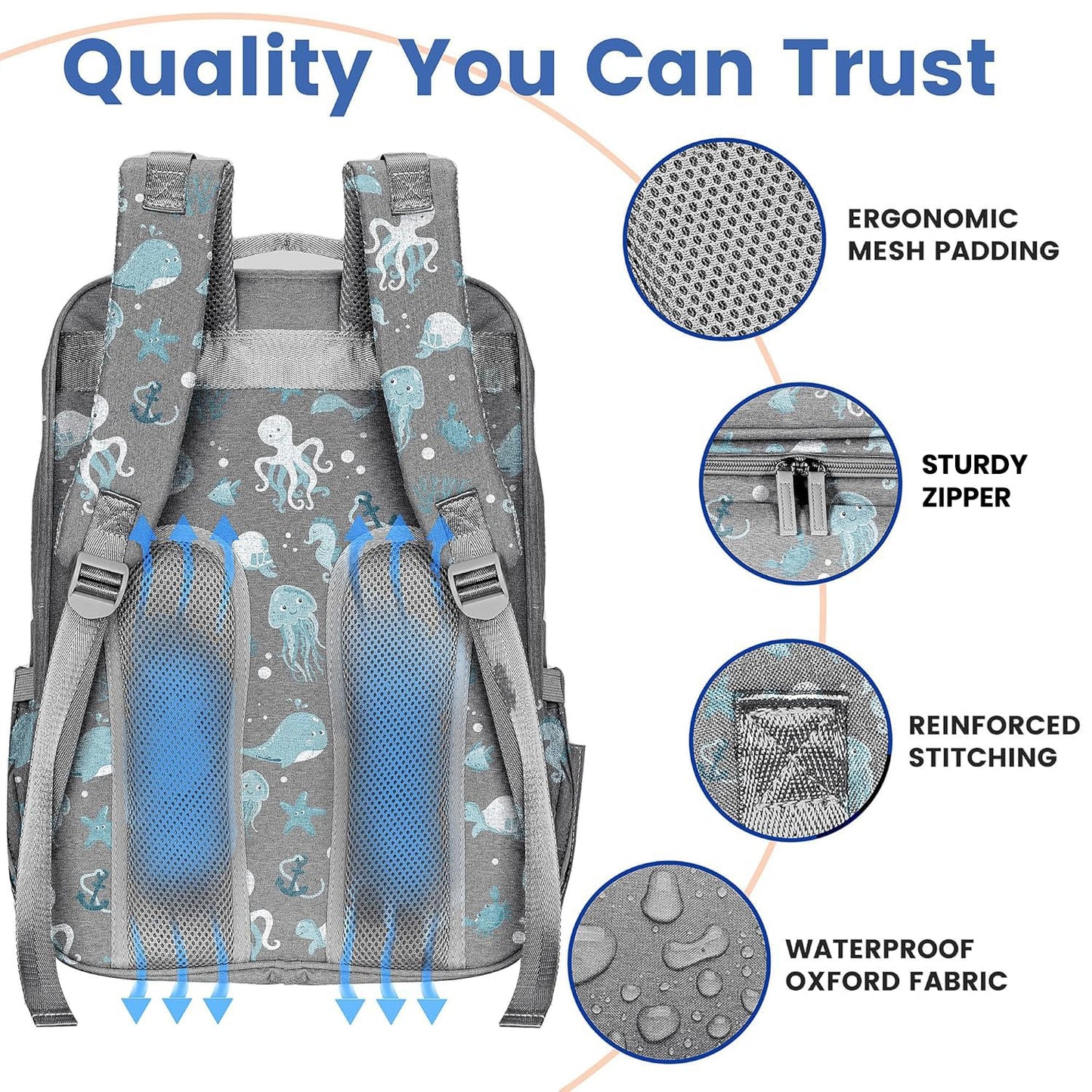 PILLANI Baby Diaper Bag Backpack - Large Bag for Boys & Girls, Waterproof Diaper Backpack - Travel Diaper Bags w/Changing Pad, Baby Registry Search & Shower Gifts - Essentials Must Haves Newborn Stuff