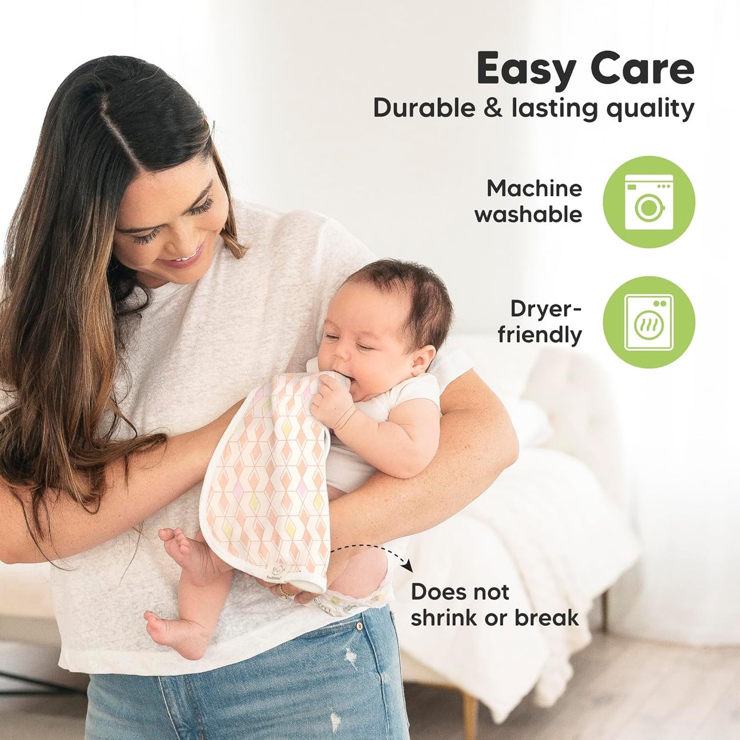 5-Pack Muslin Burp Cloths Baby Boy, Girl - Very Absorbent Baby Burp Cloth Rags, 8-Layers Viscose Derived from Bamboo Cotton Muslin Towel, Super Soft Spit Up Rags, No Shrink Washcloths (Prism)