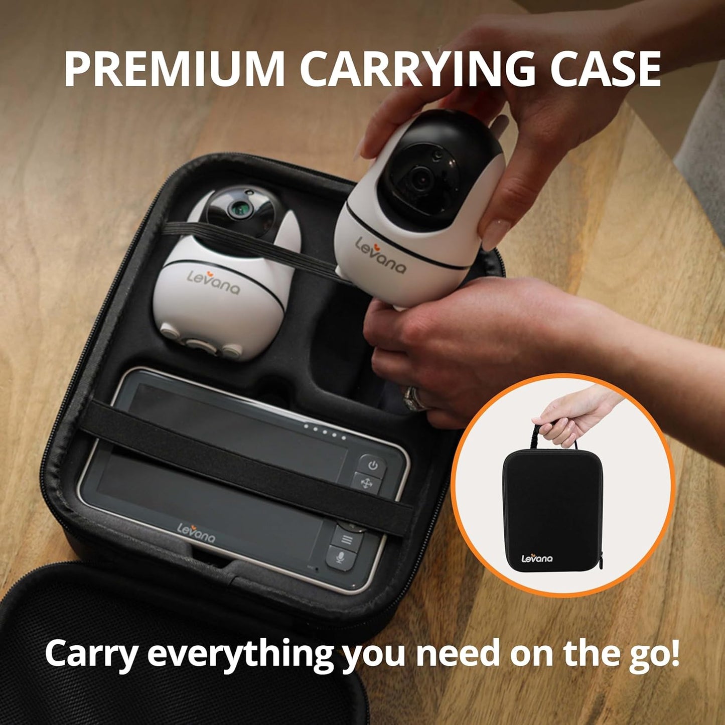 Levana Nala 5.5" HD Video Baby Monitor, 2 1080P Night Vision PTZ Cameras, 22 Hour Battery Life, 5000mAH Battery, No WiFi, Two-Way Talk, 1000ft Range, Carrying Case, 2 Year Warranty