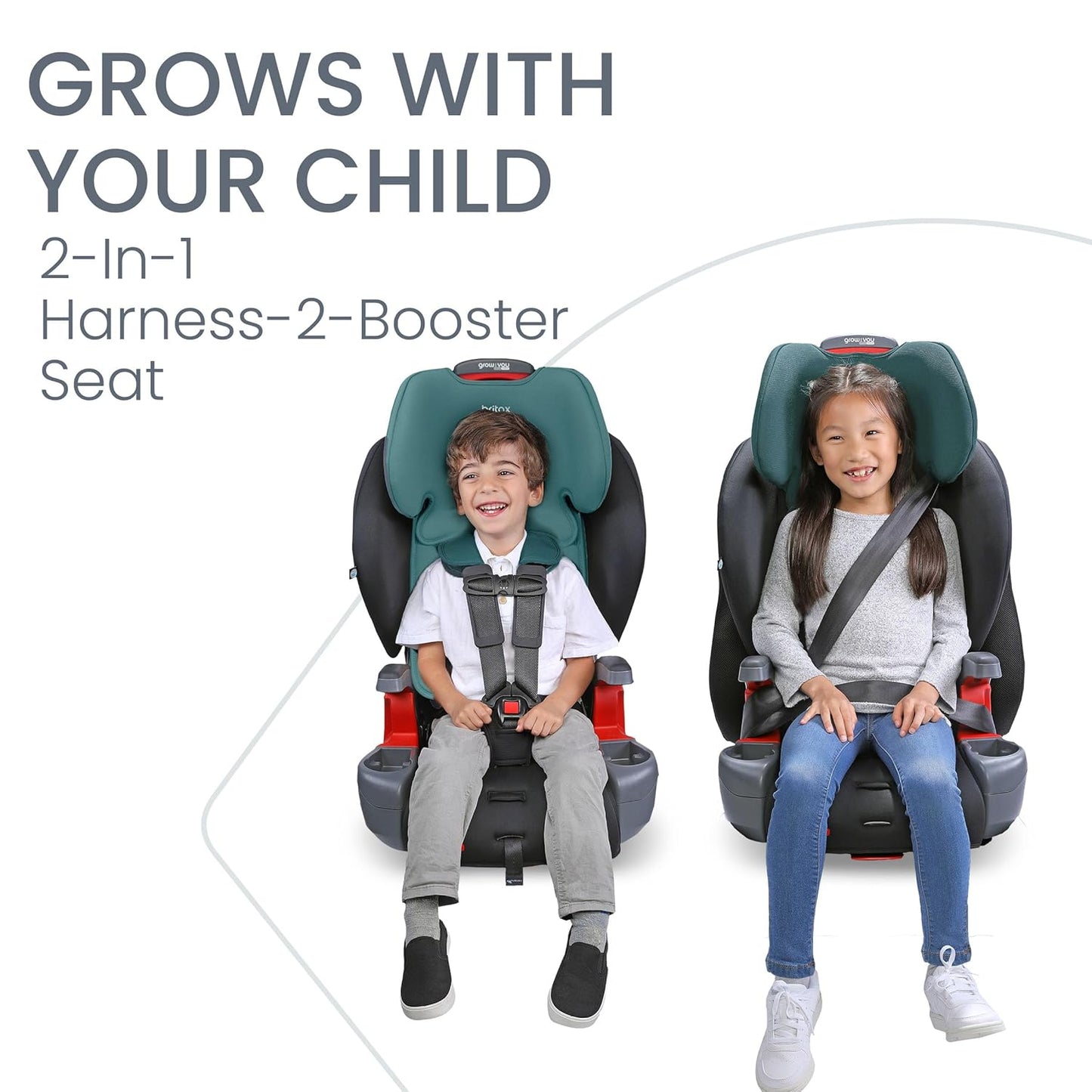 Britax Grow with You ClickTight Harness-2-Booster Car Seat, 2-in-1 High Back Booster, Green Contour
