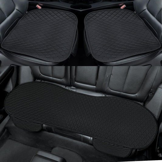 Linen Car Seat Covers, Black Back Seat Cover for Cars Include 1 Pair Front Car Seat Cover Protectors with Breathable Linen and Non-Slip Bottom Universal Fits SUVs,Cars,Sedans (Black)