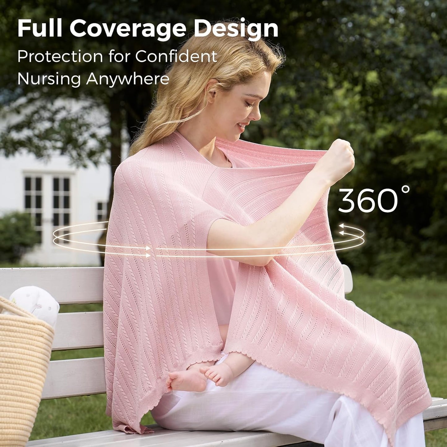 Momcozy Ultra-Light Nursing Cover for Breastfeeding, Soft Breathable Tencel™ Lyocell Fabric, Multi-Use Feeding Shawl, Newborn Essentials Must Haves(Pink)