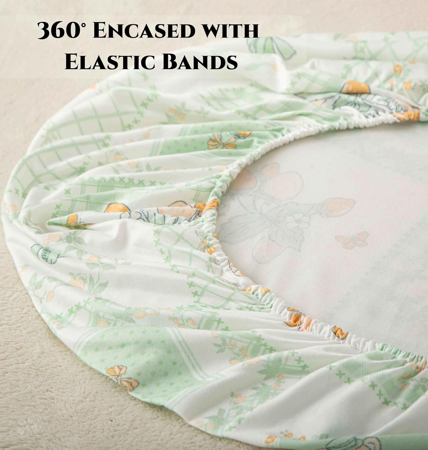 SDY Soft Bassinet Sheets Set 2 Pack for Baby Girl and Boy 32 * 16 * 4 inches,Universal Fit for Bassinets Baby Cradle Moses Basket Oval Rectangle Mattress Safe and Snug (Bear&Strawberry& Floral&Bow)