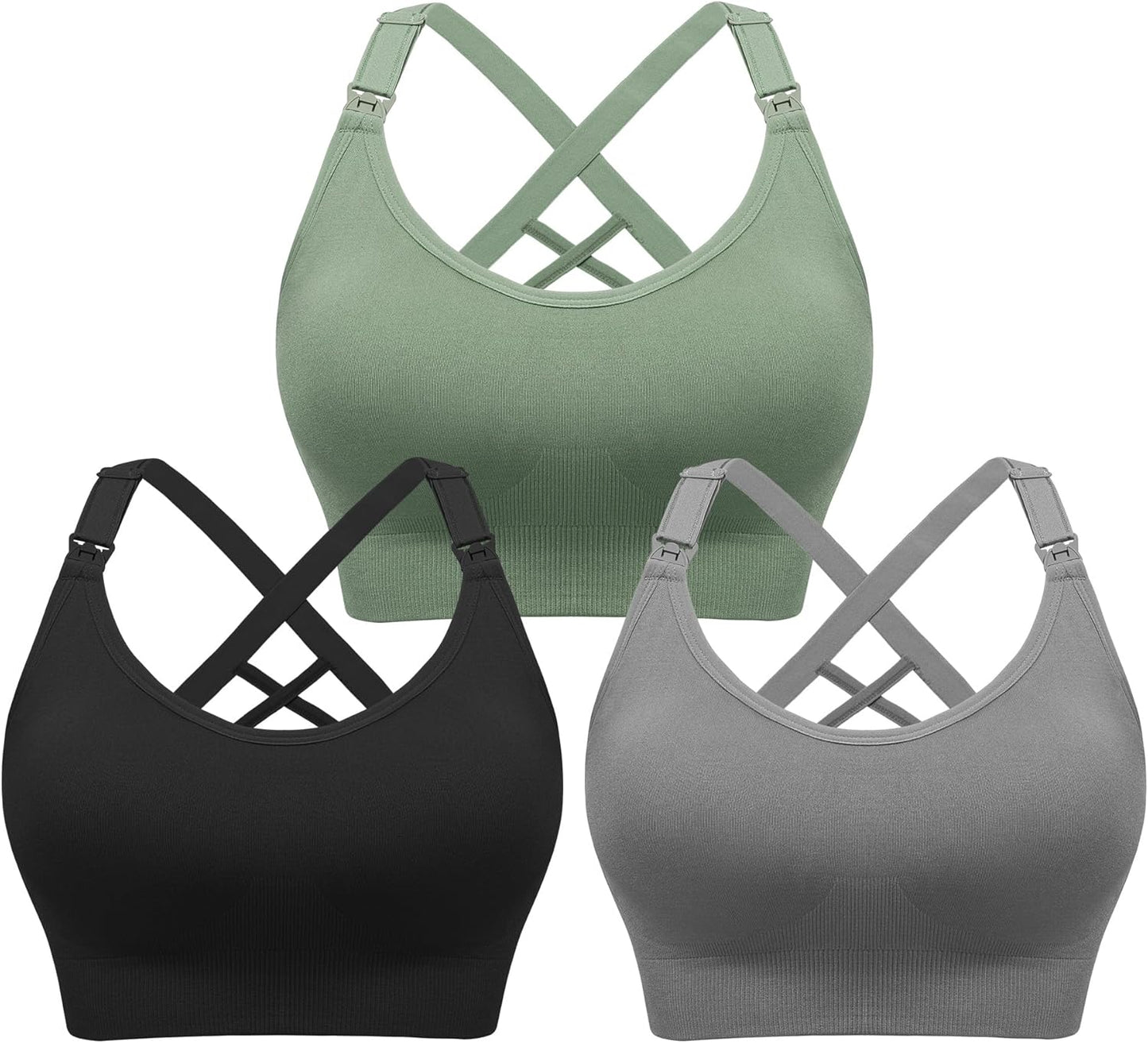 Angelhood Nursing Bras for Breastfeeding, Seamless Nursing Sports Bra Support Yoga Maternity Bras Pregnancy Sleep Bralette