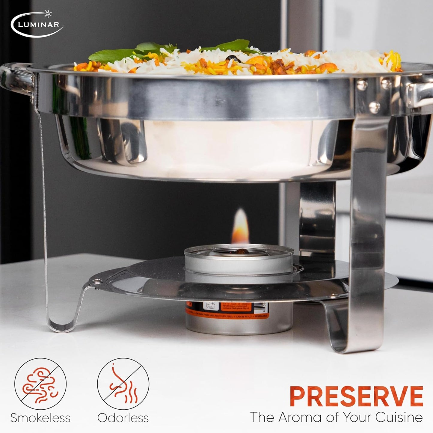 Luminar Resealable-Wick Chafing Fuel Cans, 6 Pack, 4 Hour - Premium Quality Burners for Food Warmers - No More Spills, Waste, or Hassle - Perfect for Convenient, and Long-Lasting Event Catering