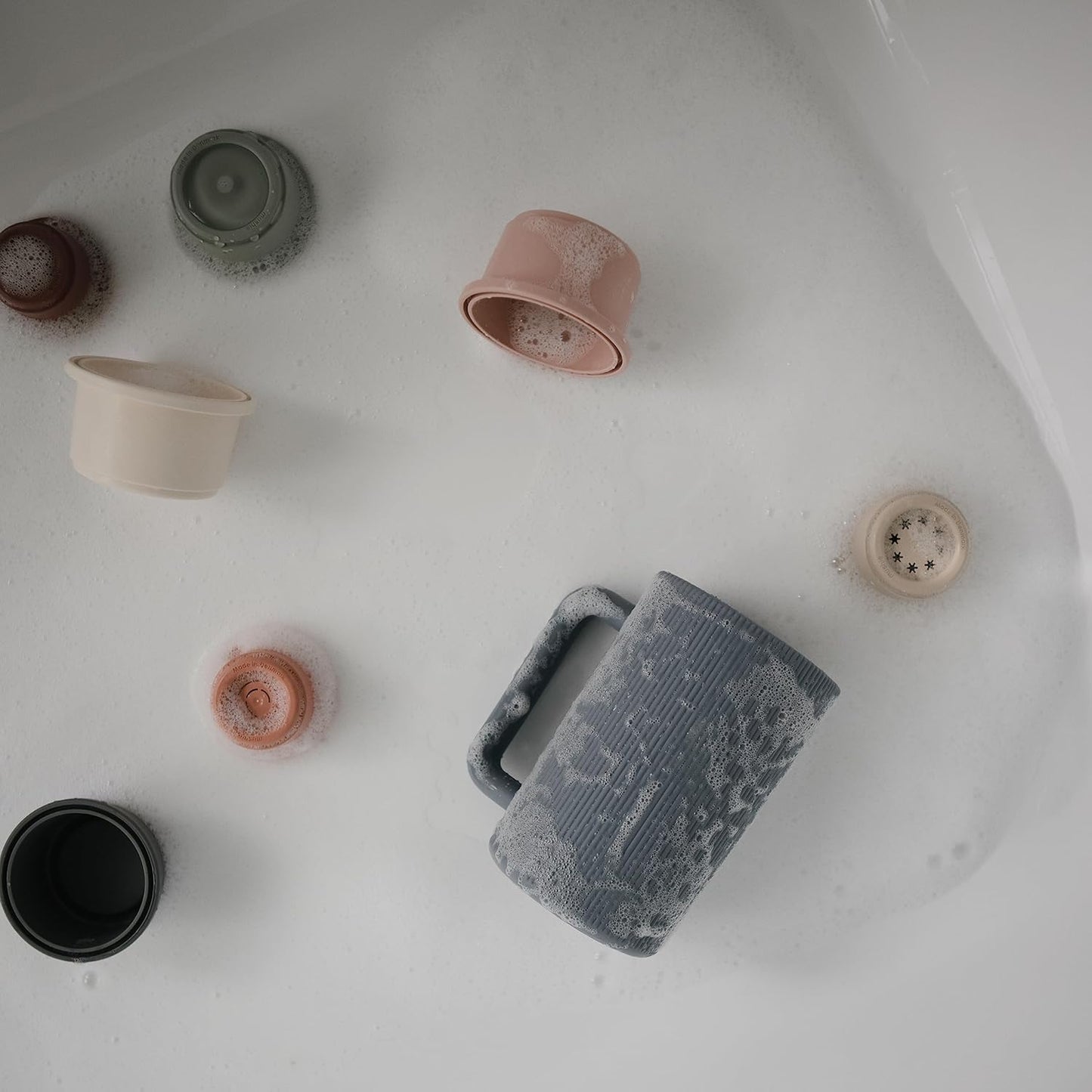 mushie Baby Bath Rinse Cup | 100% Food Grade Silicone | Shampoo & Body Washing Rinser Cup For Kids (Cambridge Blue)