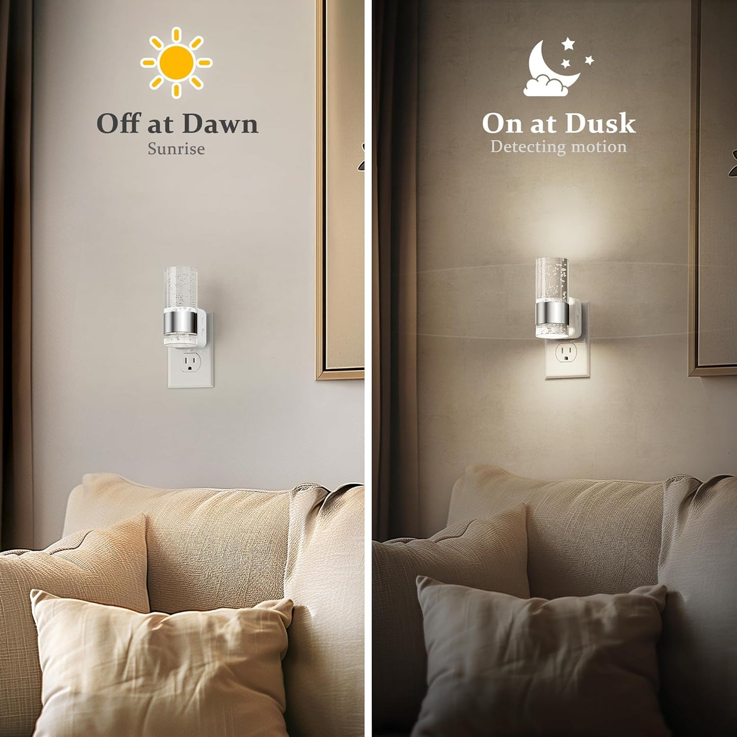 JandCase Night Light, Night Lights Plug into Wall,LED Nightlight with Adjustable Brightness, 5000K，Automatic Night Light Plug in with Auto Light Sensor for Bathroom Hallway Room Decor