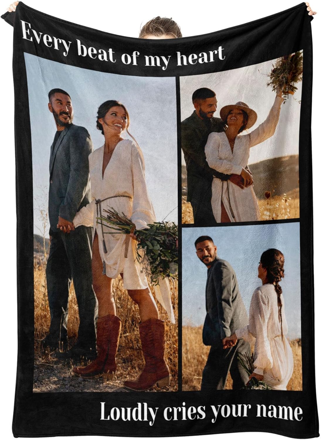 Custom Blanket with Photo Text Personalized Throw Blanket Customized Picture Blankets Personalized Gift Flannel Blanket for Birthday Gifts Valentines Day Gift, 40 * 50in