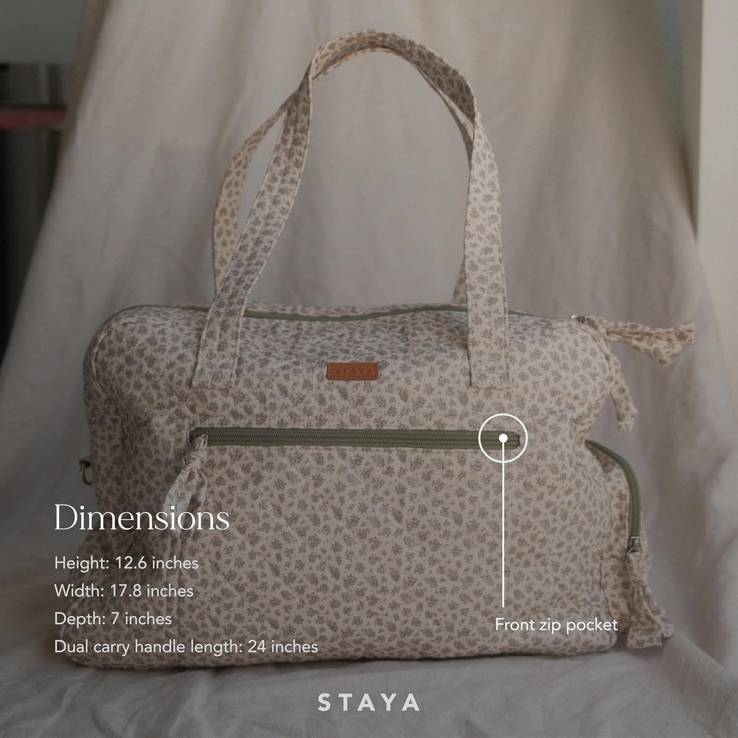 Staya Quilted Duffle Bag - Perfect Travel Companion, Quilted Weekender Bag for Women, (Sweet Pea)