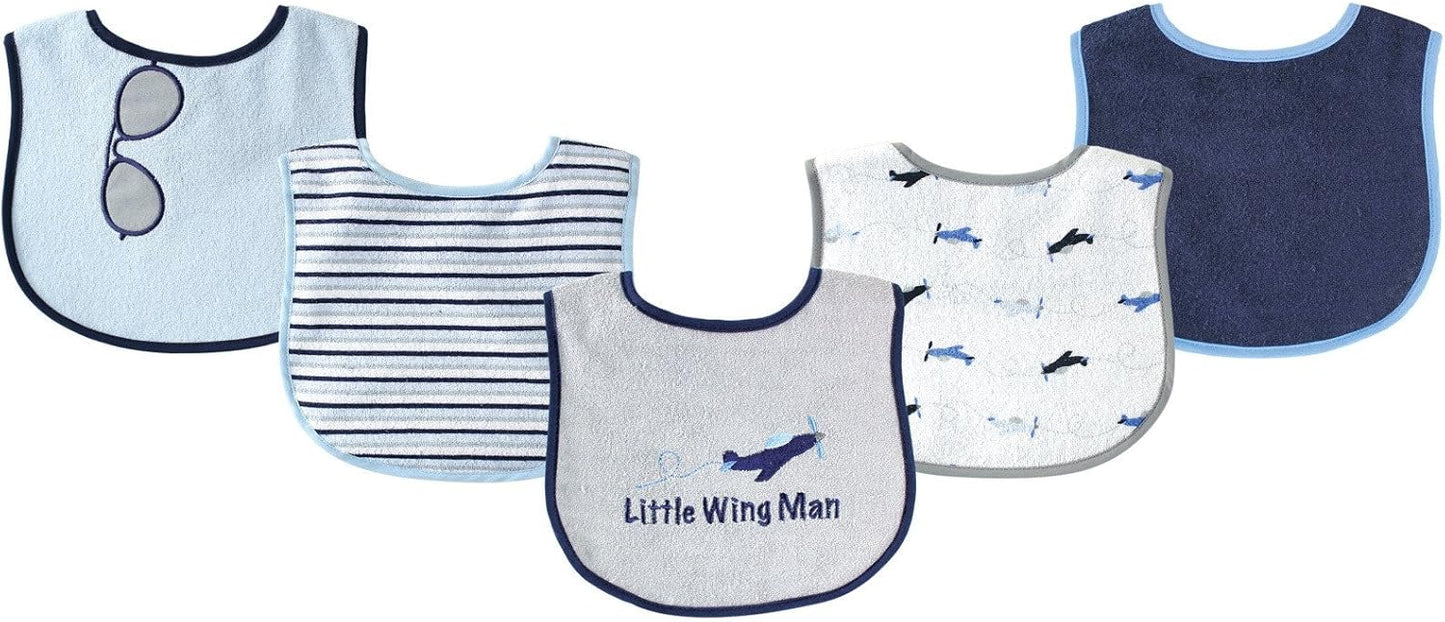 Luvable Friends Baby Cotton Terry Drooler Bibs with PEVA Back, Transportation, One Size
